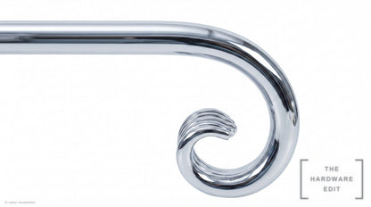 Curl finial – Chrome (AI colour visualisation)