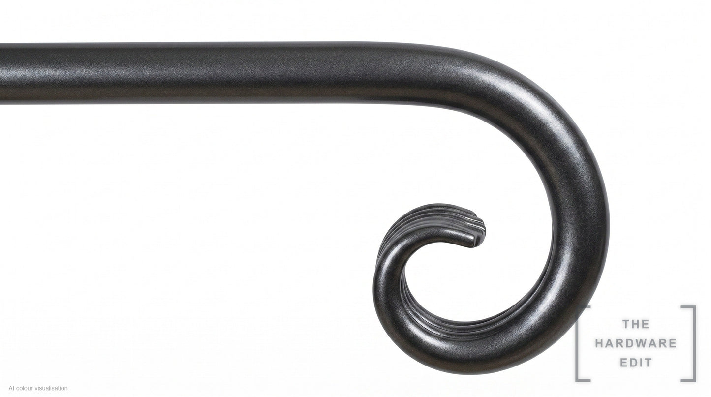 Curl finial – Graphite (AI colour visualisation)