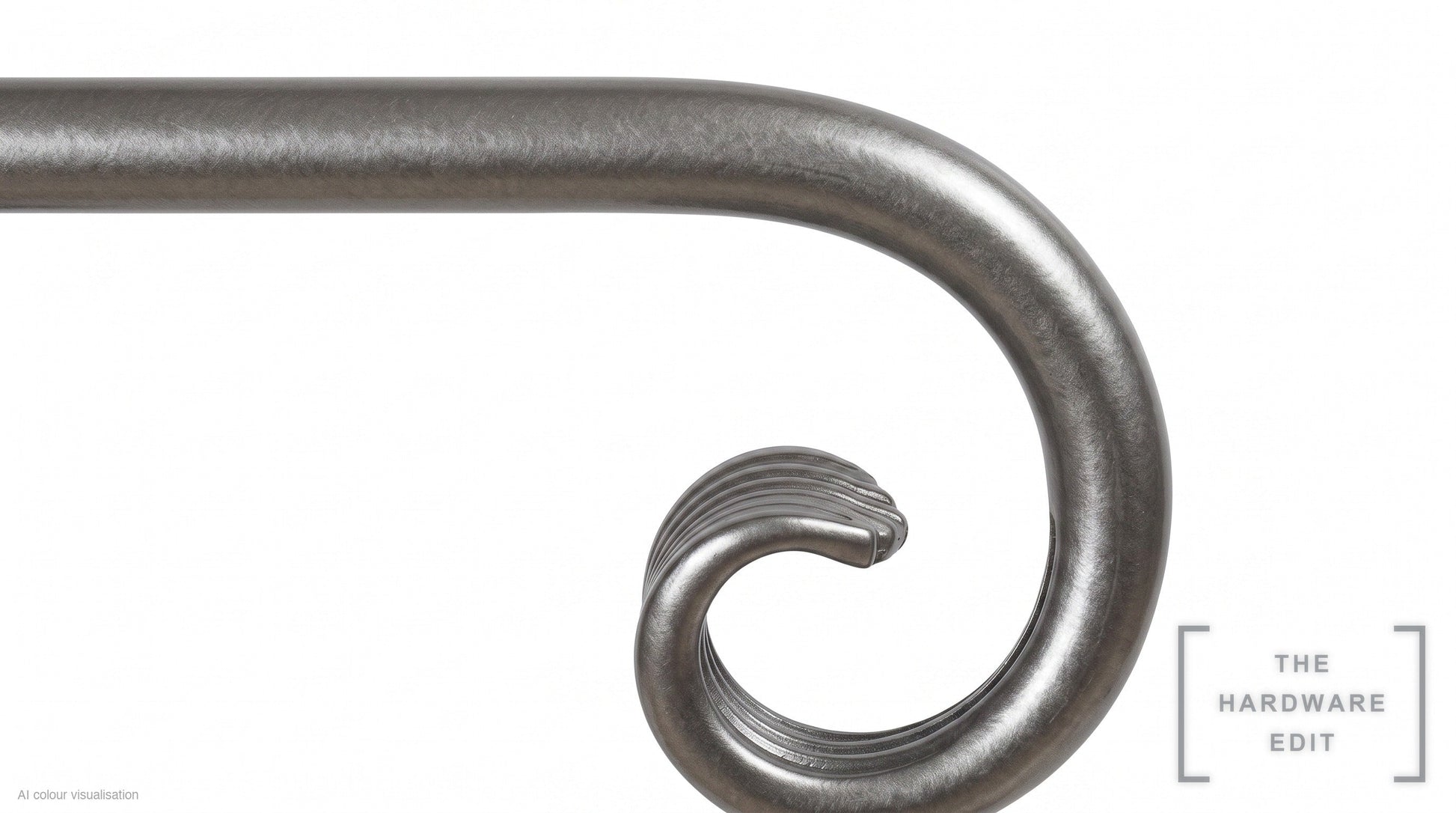 Curl finial – Pewter (AI colour visualisation)