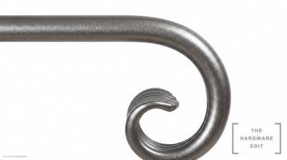 Curl finial – Pewter (AI colour visualisation)