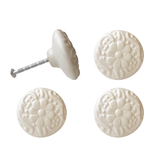Laura Ashley Embossed Ceramic Drawer Pulls (Set of 4)