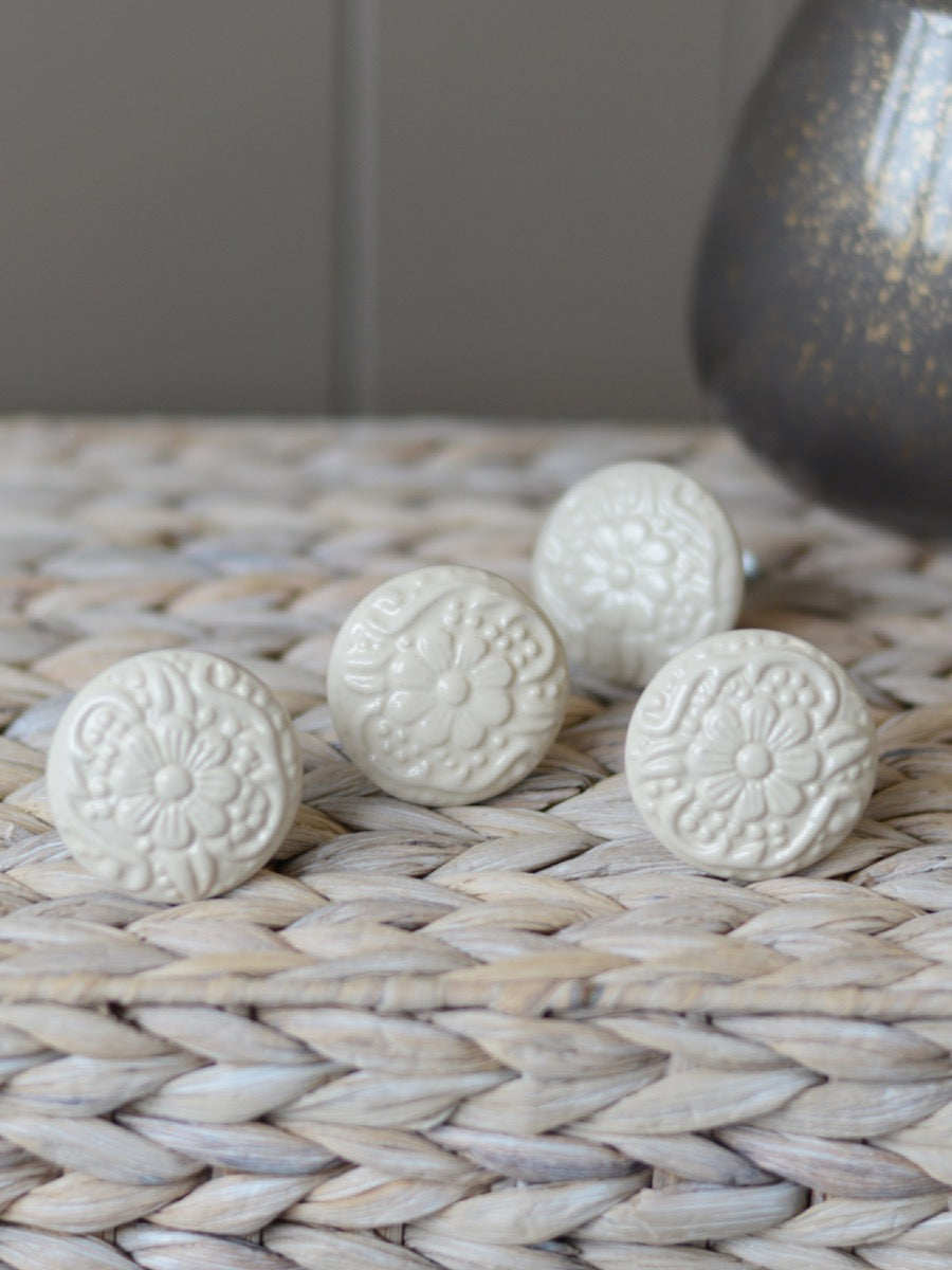 Laura Ashley Embossed Ceramic Drawer Pulls (Set of 4)