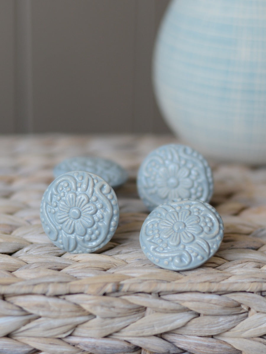 Laura Ashley Embossed Ceramic Drawer Pulls (Set of 4)