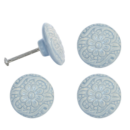 Laura Ashley Embossed Ceramic Drawer Pulls (Set of 4)