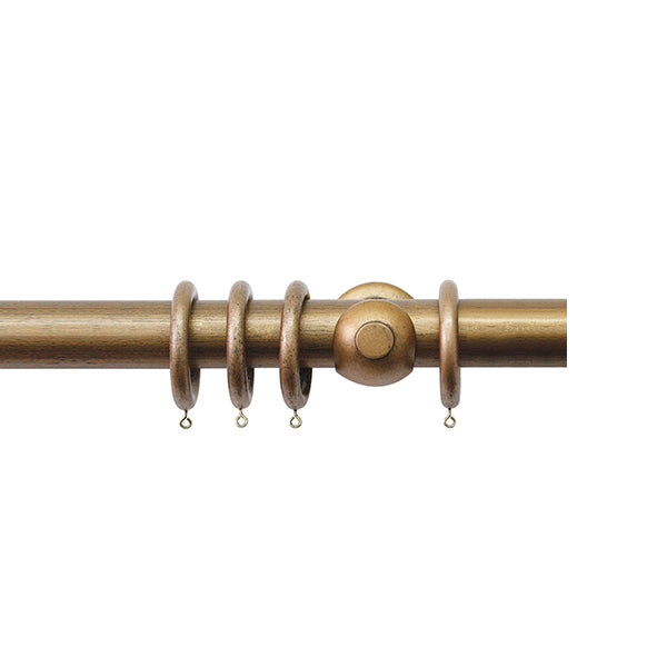 Jones Grande 63mm Wooden Curtain Pole, Antique Gold