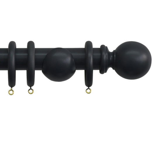 Jones Shore 35mm Wooden Curtain Pole, Black