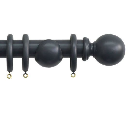 Jones Shore 35mm Wooden Curtain Pole, Charcoal