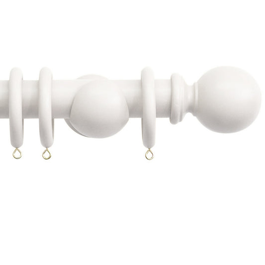 Jones Shore 35mm Wooden Curtain Pole, White