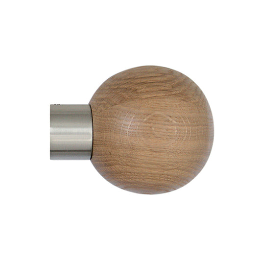 Jones Lunar 28mm Oak Curtain Pole, Chrome