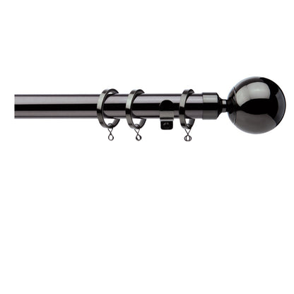 Jones Cosmos 28mm Metal Curtain Pole, Black Nickel (Clearance)
