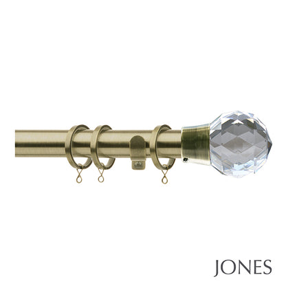 Jones Quartz 28mm Metal Curtain Pole, Antique Brass
