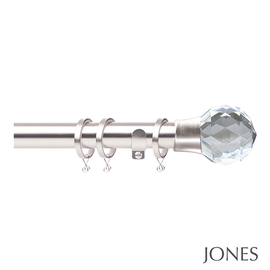Jones Quartz 28mm Metal Curtain Pole, Matt Nickel
