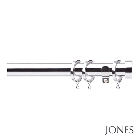Jones Astra 28mm Metal Curtain Pole, Chrome