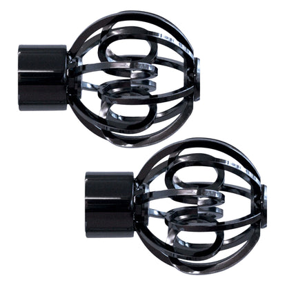 Jones Strand 35mm Metal Eyelet Curtain Pole, Black Nickel