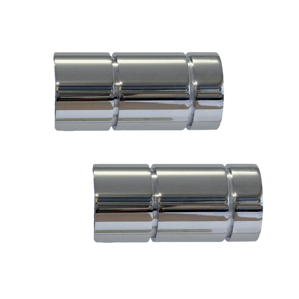 Jones Strand 35mm Cylinder Finials, Chrome (Pair, Clearance)
