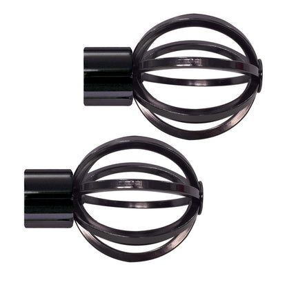 Jones Strand 35mm Metal Eyelet Curtain Pole, Black Nickel