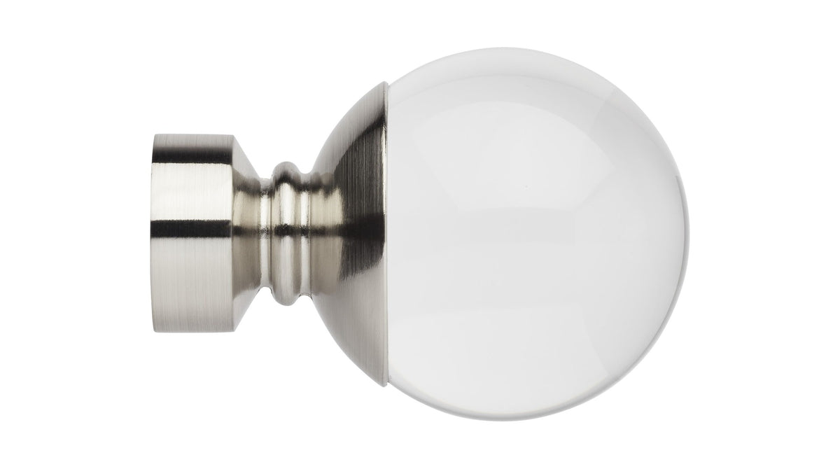 Hallis Neo 28mm Clear Ball finial, Stainless Steel