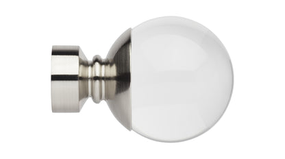 Hallis Neo 28mm Clear Ball finial, Stainless Steel