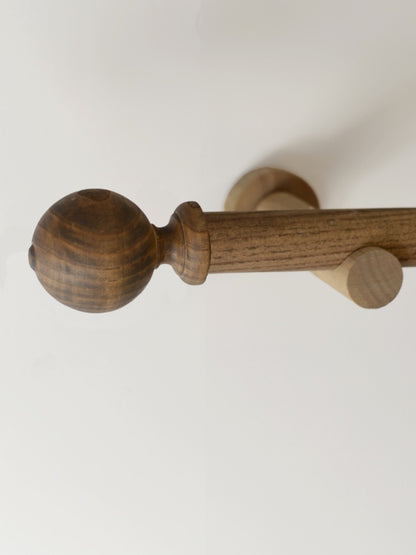 Laura Ashley Mitchell 28mm Wooden Eyelet Curtain Pole, Light Chestnut