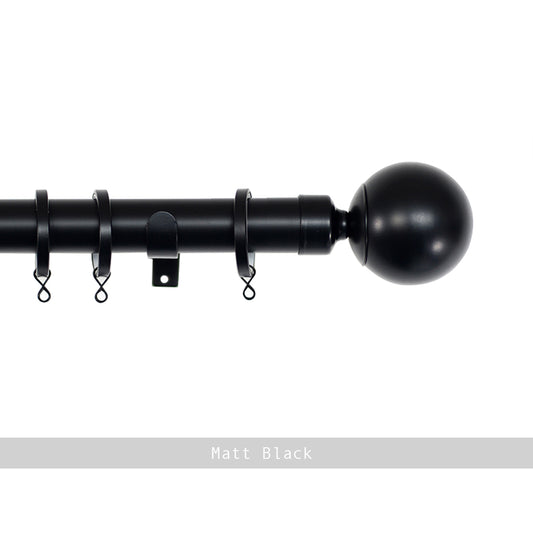 Jones Cosmos 28mm Metal Curtain Pole, Matt Black