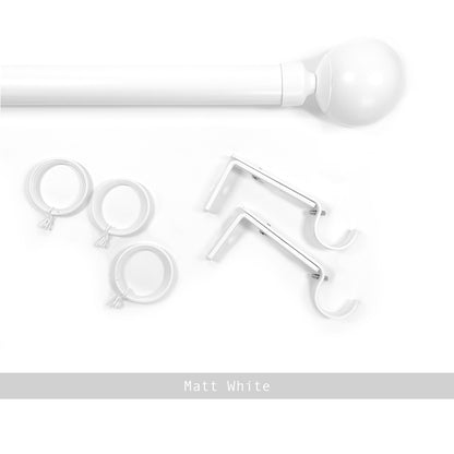 Jones Cosmos 28mm Metal Curtain Pole, Matt White