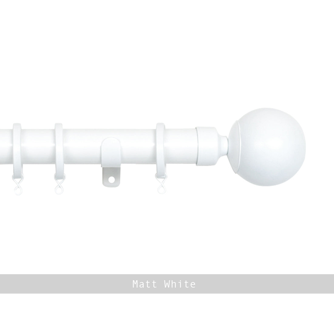 Jones Cosmos 28mm Metal Curtain Pole, Matt White