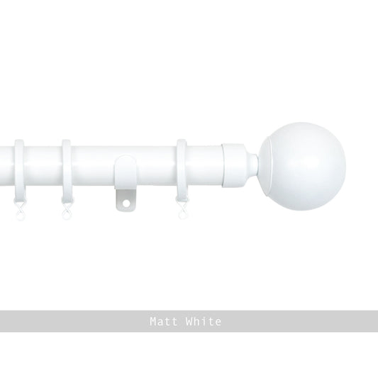 Jones Cosmos 28mm Metal Curtain Pole, Matt White