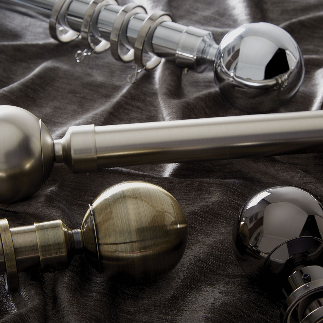 Jones Cosmos 28mm Metal Curtain Pole, Black Nickel (Clearance)