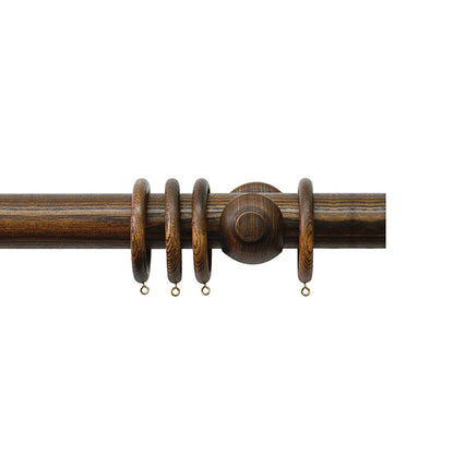 Jones Oakham 50mm Wooden Curtain Pole, Medium Oak