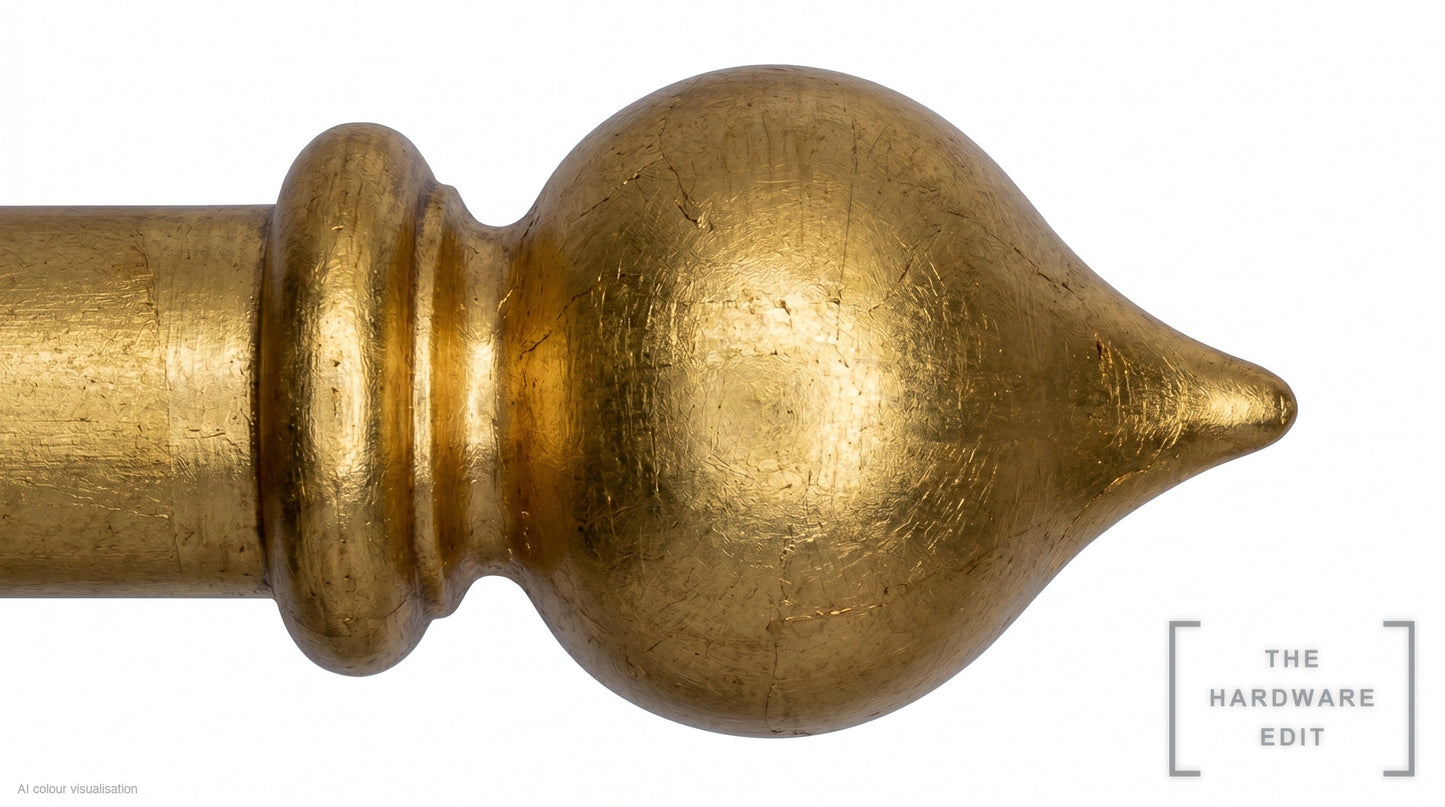 Peardrop finial – Gilded (AI colour visualisation)