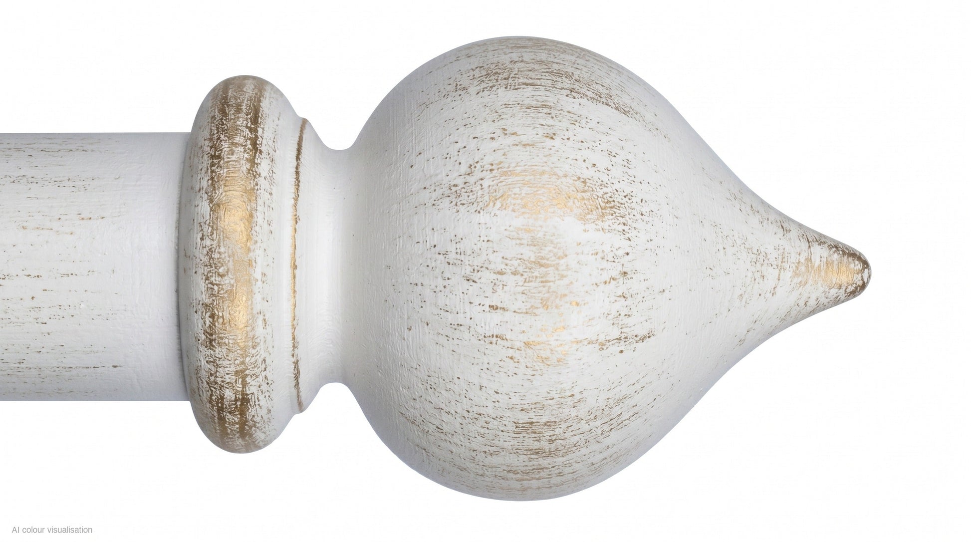 Peardrop finial – Gold over White (AI colour visualisation)