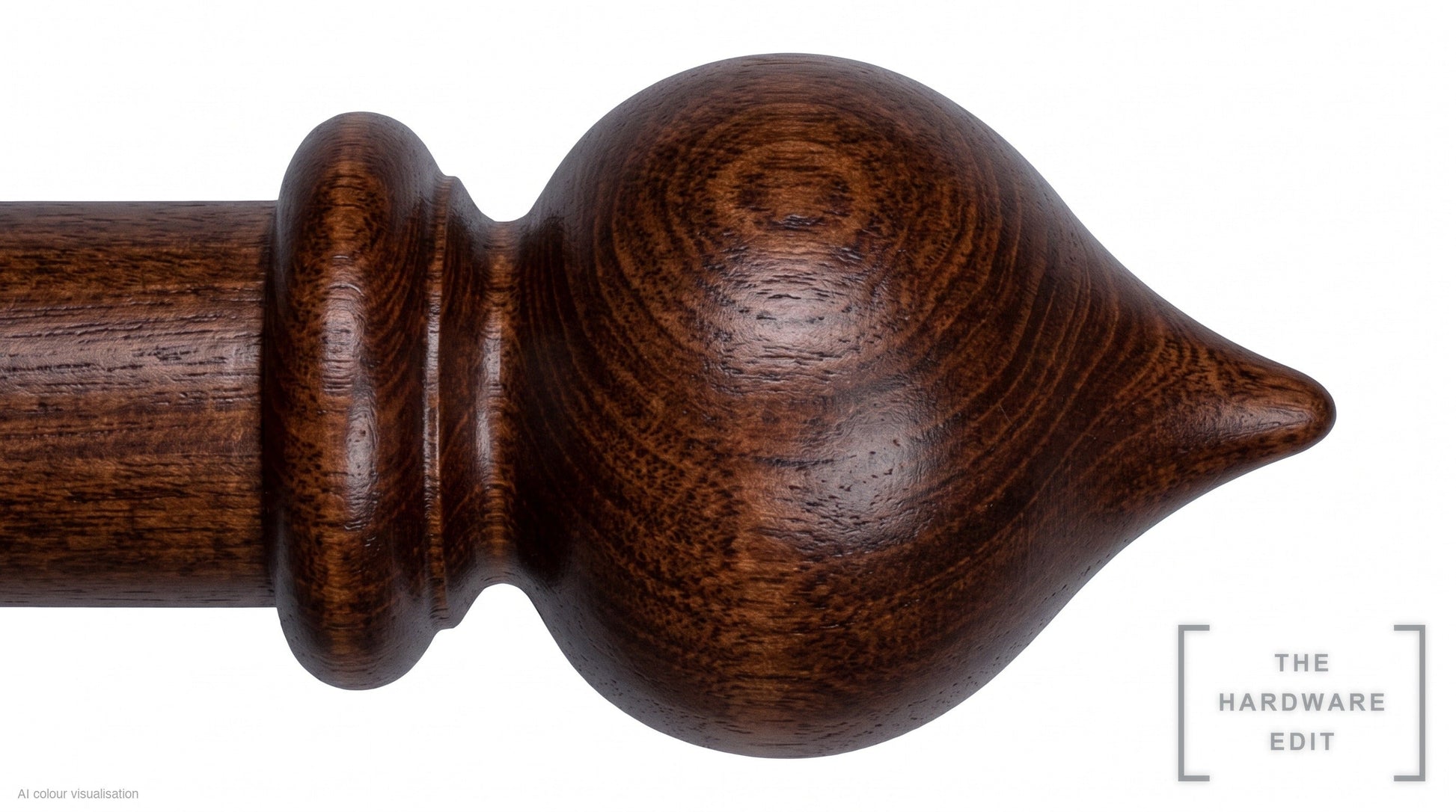 Peardrop finial – Natural Mahogany (AI colour visualisation)