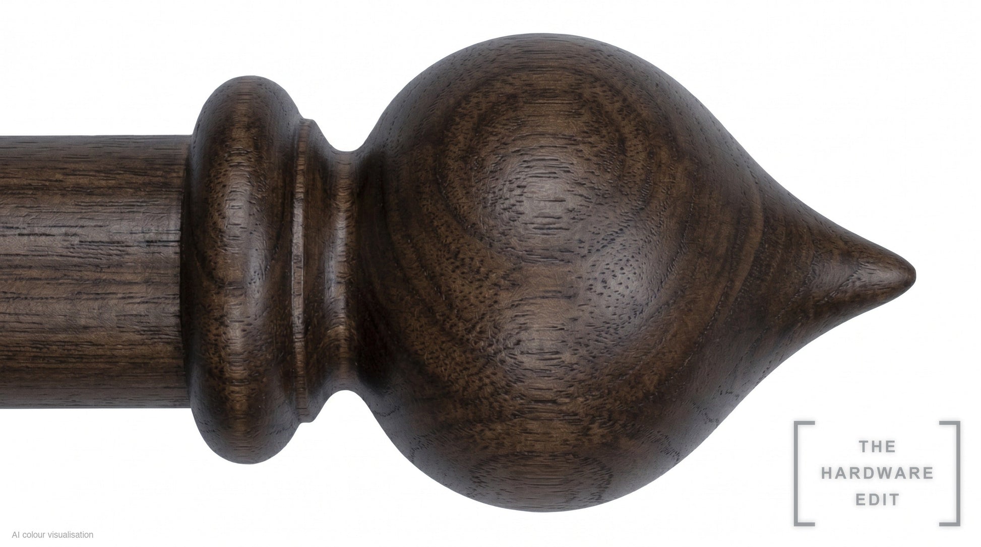 Peardrop finial – Walnut (AI colour visualisation)