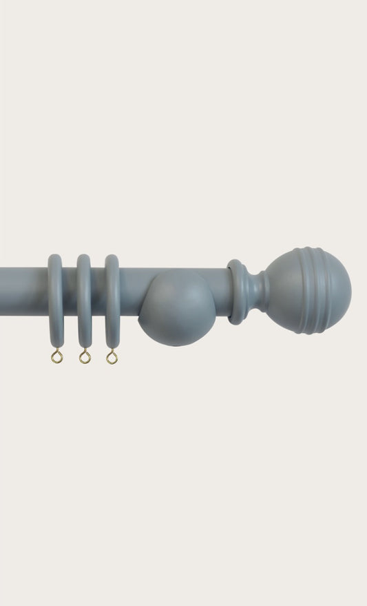 Laura Ashley Ribbed Ball 35mm Wooden Curtain Pole, Dark Slate