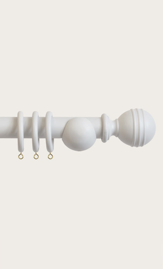 Laura Ashley Ribbed Ball 35mm Wooden Curtain Pole, Pale Dove Grey