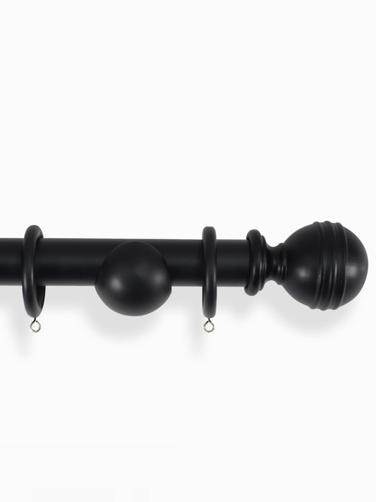 Laura Ashley Ribbed Ball 35mm Wooden Curtain Pole, Black