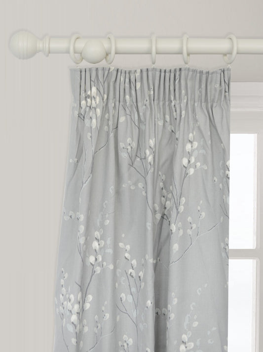 Laura Ashley Ribbed Ball 35mm Wooden Curtain Pole, Soft Natural