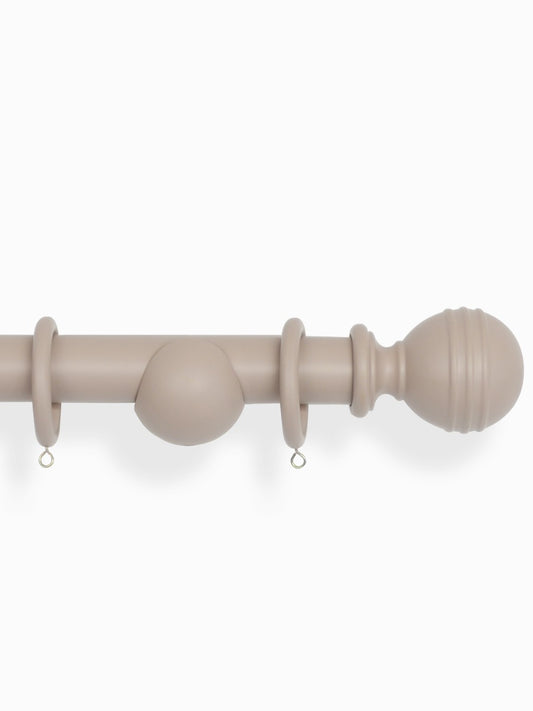 Laura Ashley Ribbed Ball 35mm Wooden Curtain Pole, Truffle