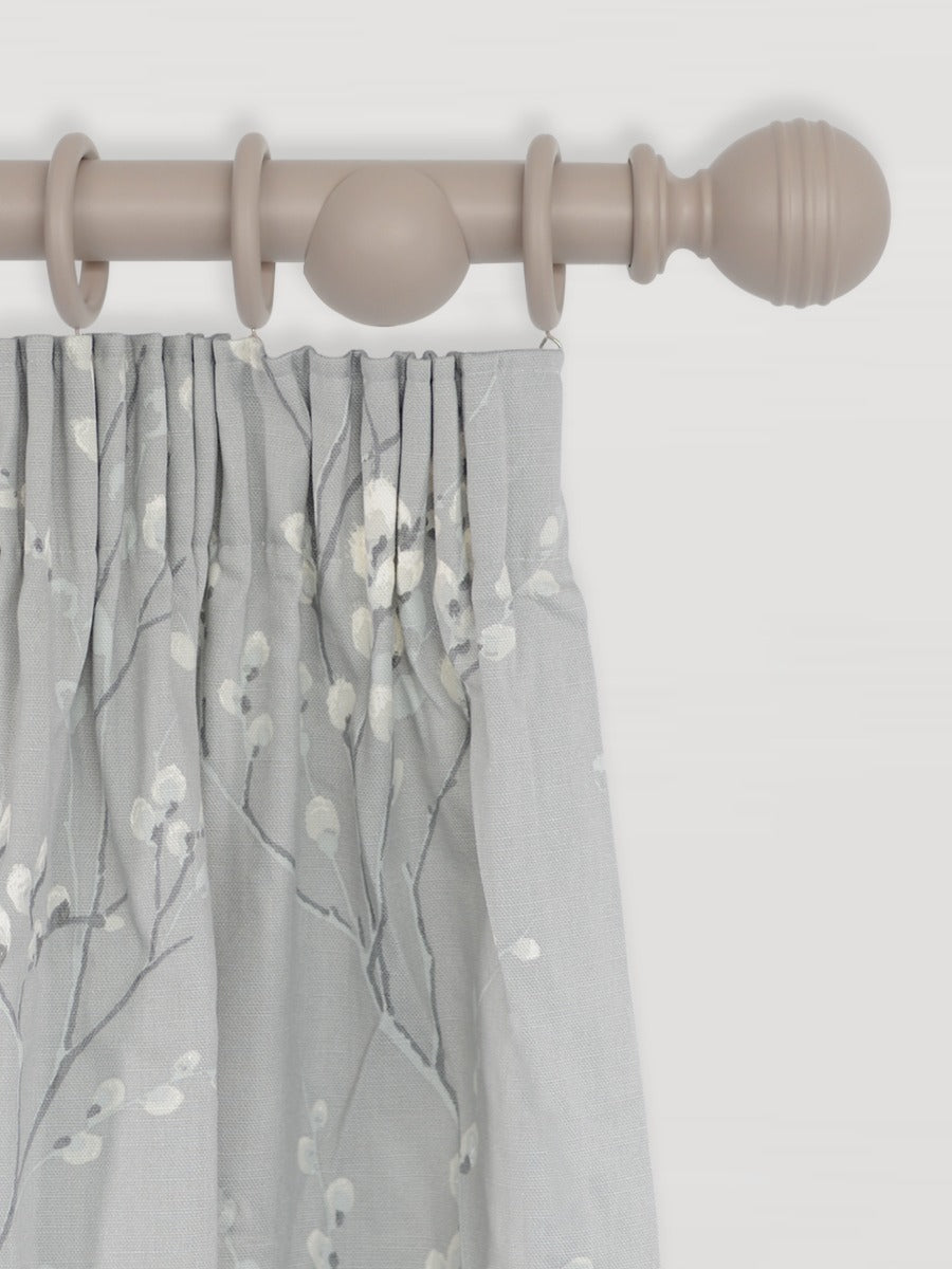 Laura Ashley Ribbed Ball 35mm Wooden Curtain Pole, Truffle