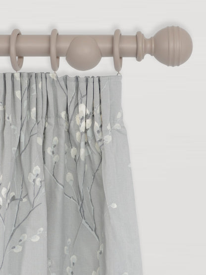 Laura Ashley Ribbed Ball 35mm Wooden Curtain Pole, Truffle