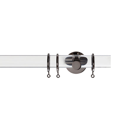 Jones Strand 35mm Acrylic Curtain Pole, Black Nickel