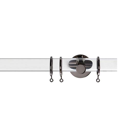 Jones Strand 35mm Acrylic Curtain Pole, Black Nickel