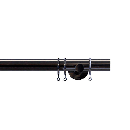 Jones Strand 35mm Metal Curtain Pole, Black Nickel