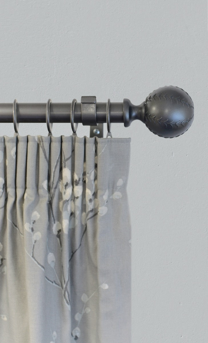 Laura Ashley Swirl 28mm Metal Curtain Pole, Grey (Clearance)