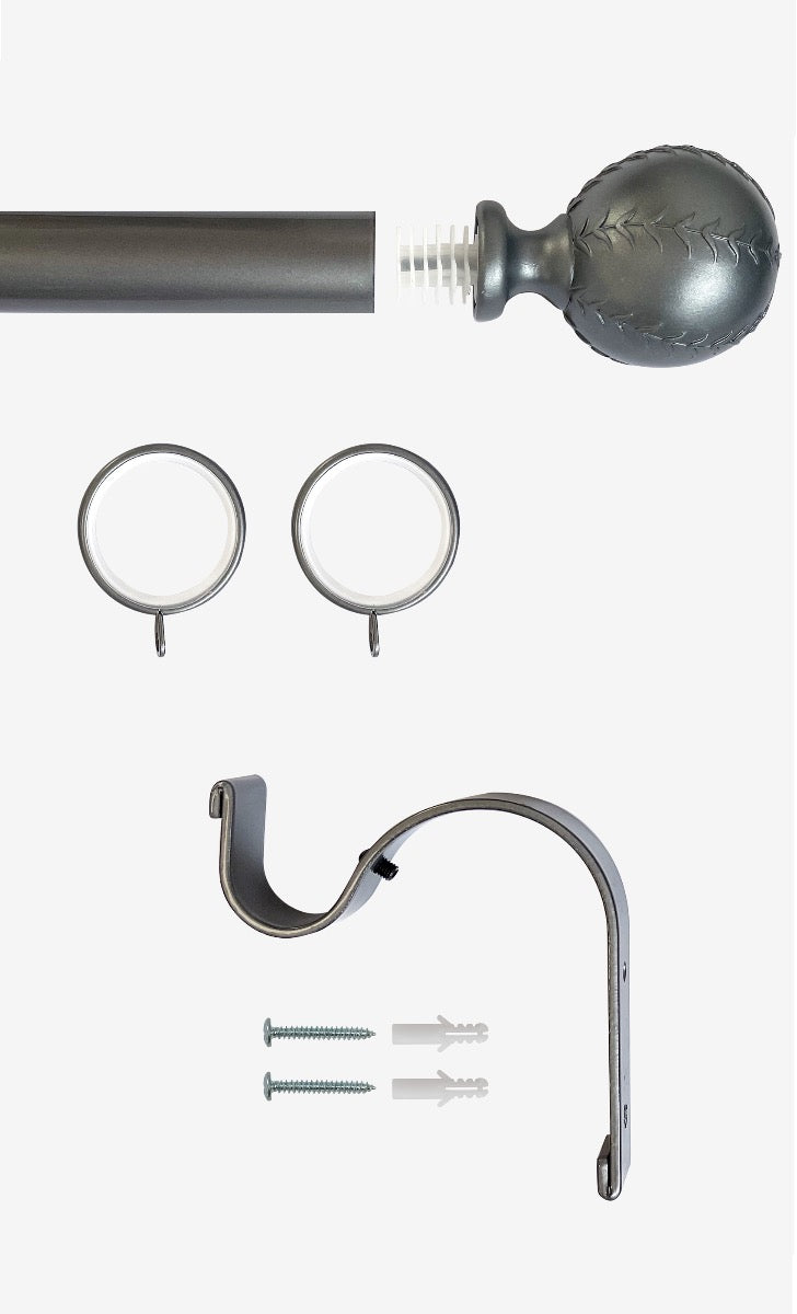 Laura Ashley Swirl 28mm Metal Curtain Pole, Grey (Clearance)
