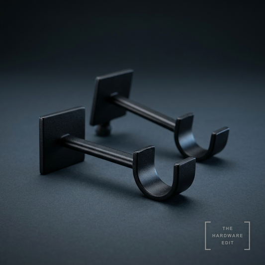 AI studio visualisation of Cameron Fuller Metal Curtain Brackets, The Hardware Edit