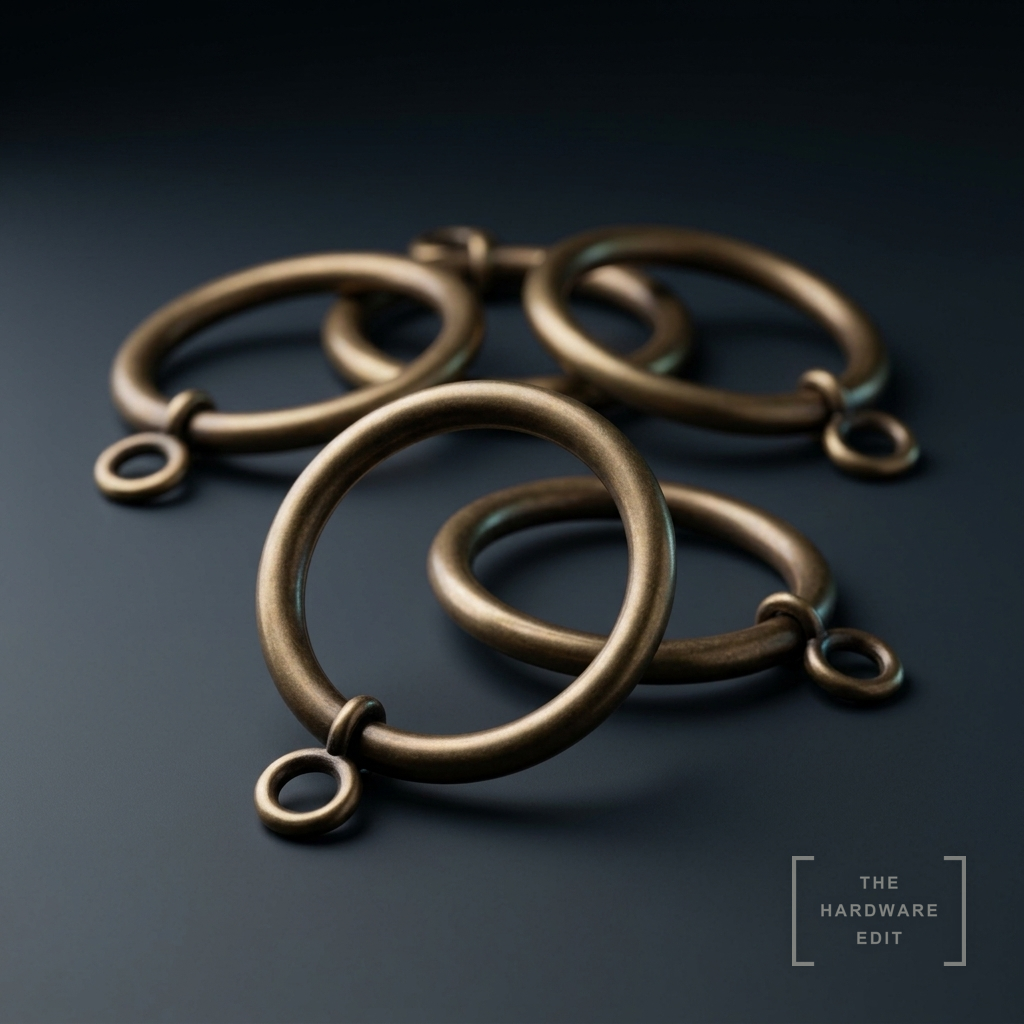AI studio visualisation of Cameron Fuller Metal Curtain Rings (pack of 10), The Hardware Edit
