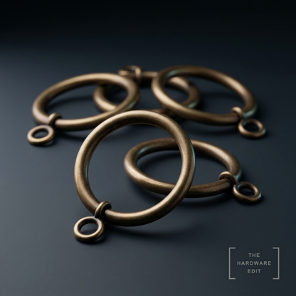 AI studio visualisation of Cameron Fuller Metal Curtain Rings (pack of 10), The Hardware Edit