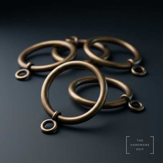 AI studio visualisation of Cameron Fuller Metal Curtain Rings (pack of 10), The Hardware Edit