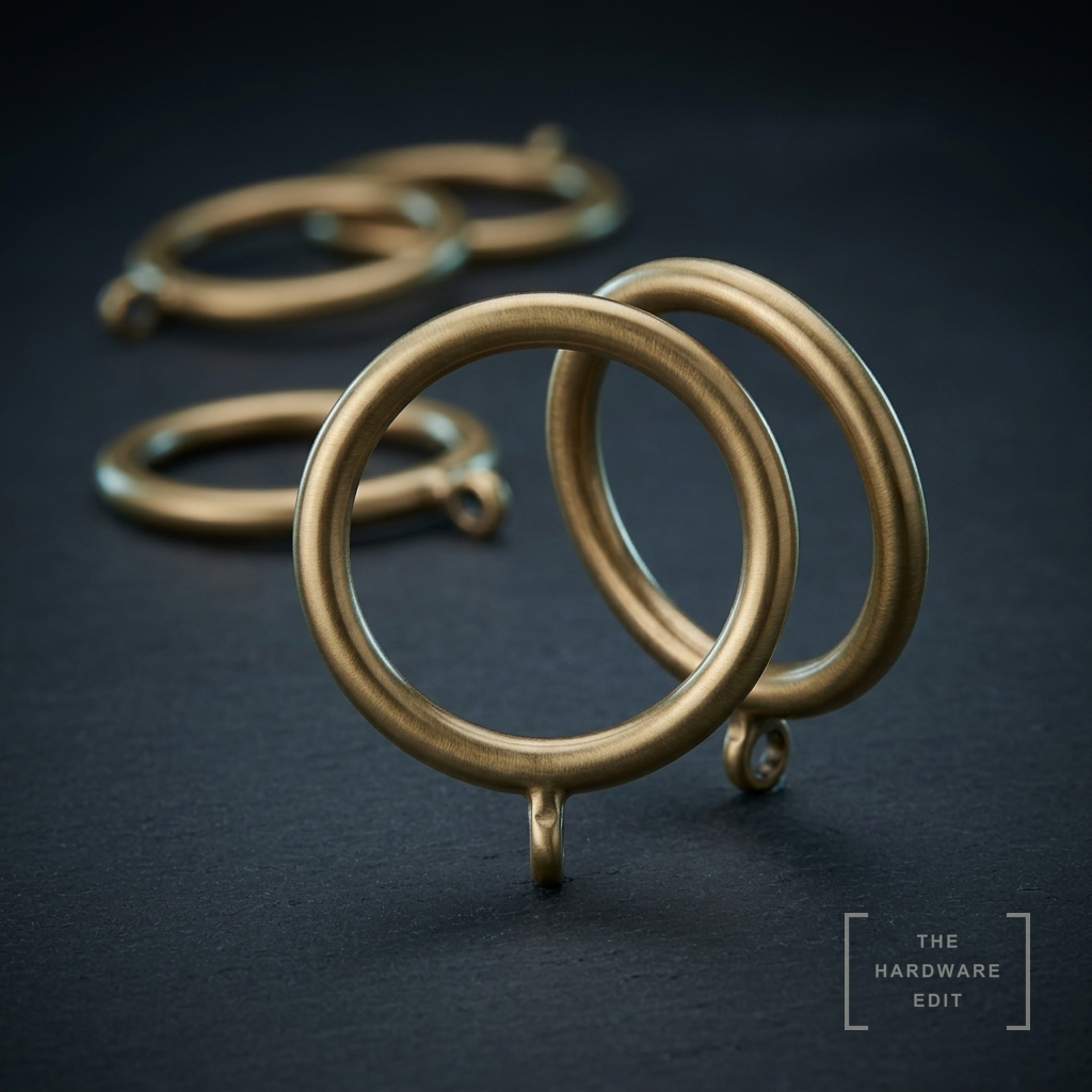 AI studio visualisation of Hallis Neo 35mm Curtain Rings, The Hardware Edit